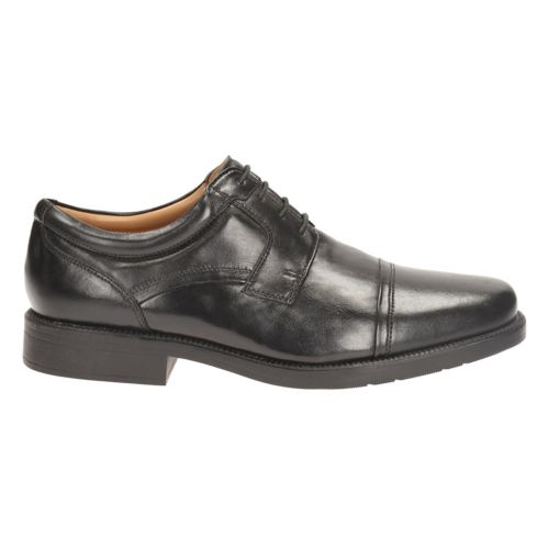 clarks black huckley leather slip on shoes