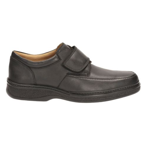 clarks black huckley leather slip on shoes